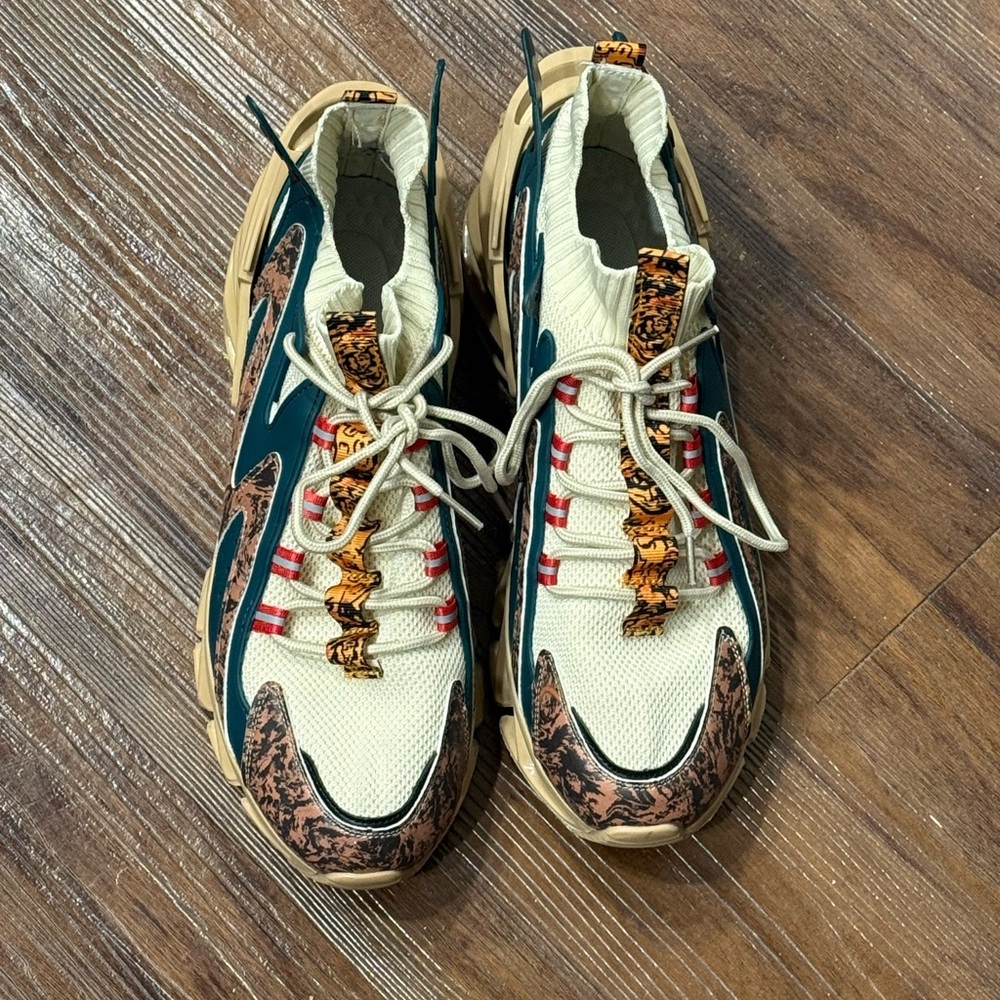 Men's Green, Tan, Cream and Brown Sneakers
